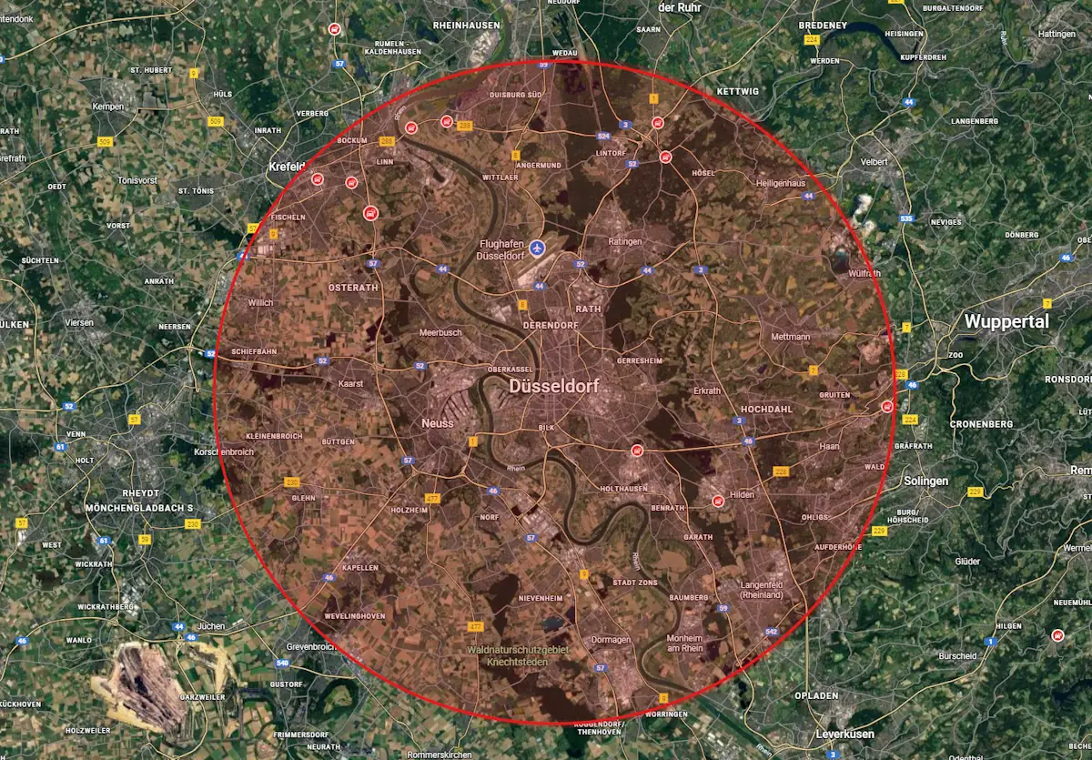 Servicegebiet für Poolinstallationen von Leisure Pools Düsseldorf